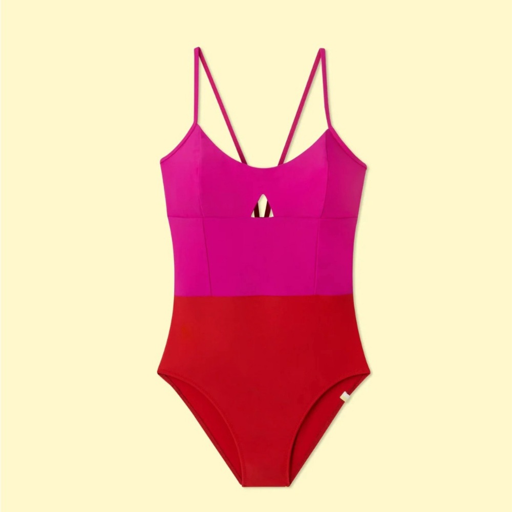 Summersalt The Swan Dive in Hibiscus and Lava swimsuit size 14